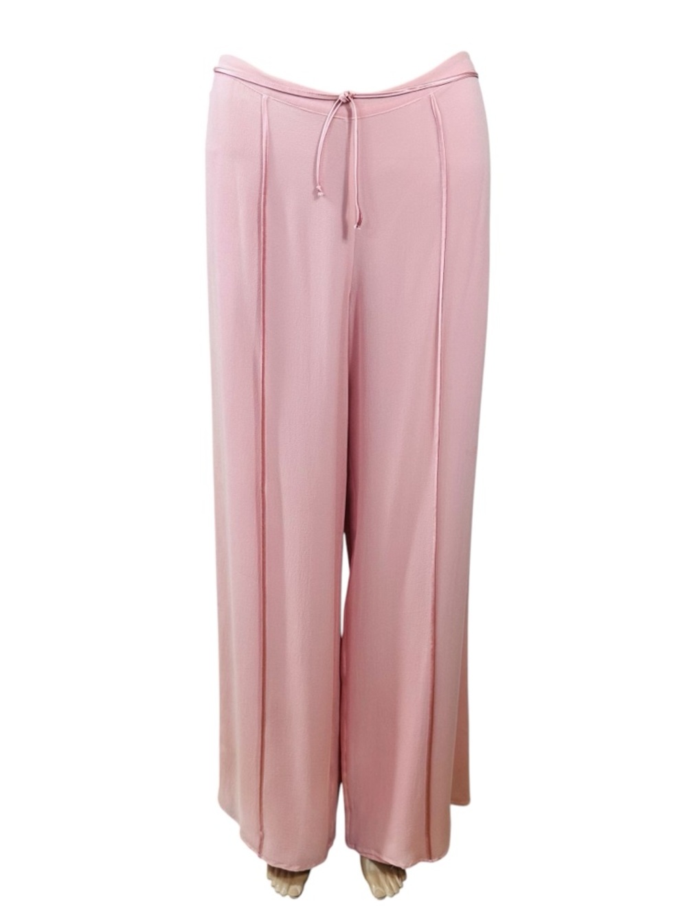 Marvel By La Perla Blush Pink silk Wide-Leg Pants with satin trim44 See listing